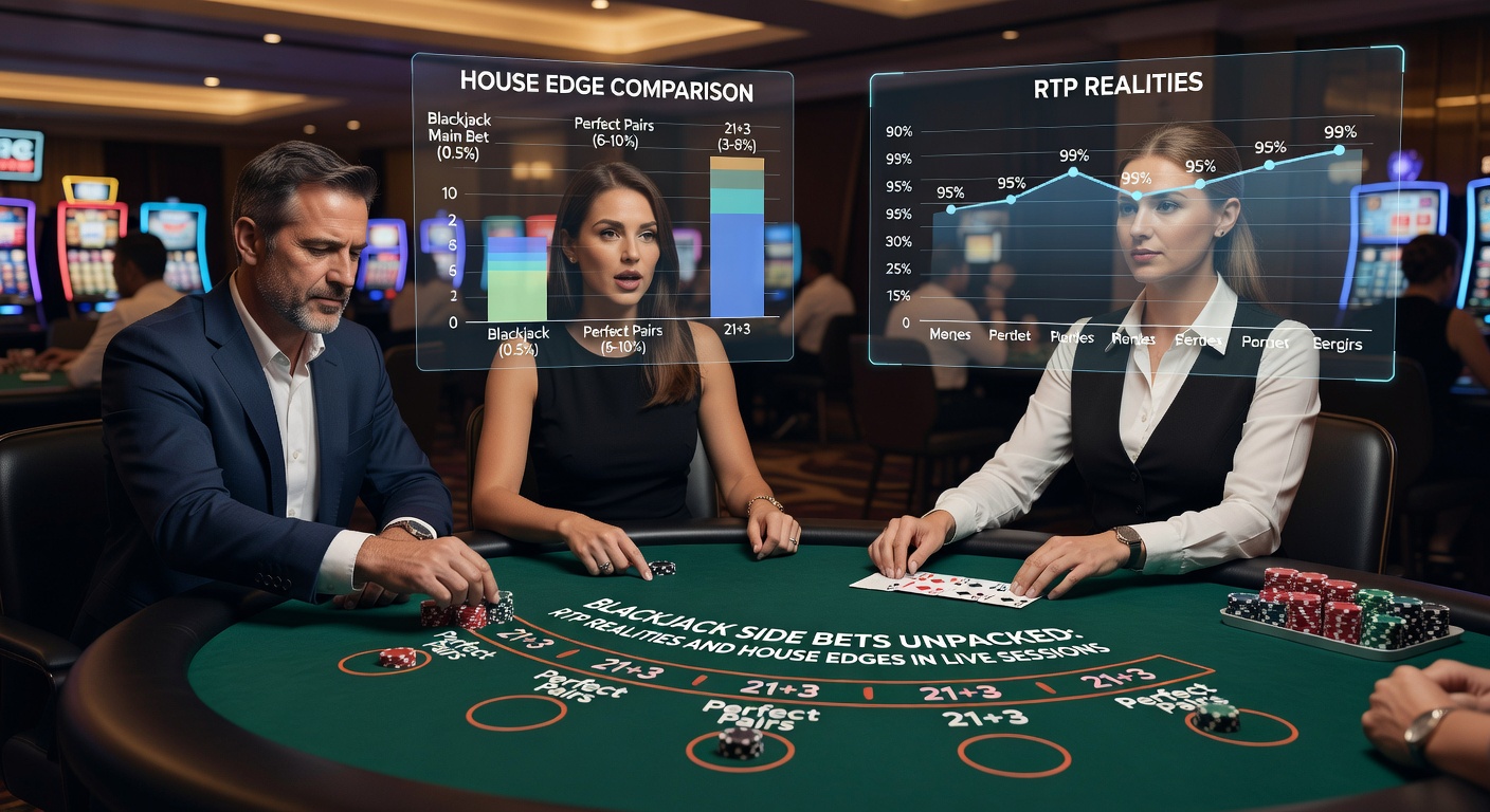 Live blackjack dealer dealing cards at an online table, with side bet screens showing active Perfect Pairs and Insurance wagers amid a bustling virtual casino session