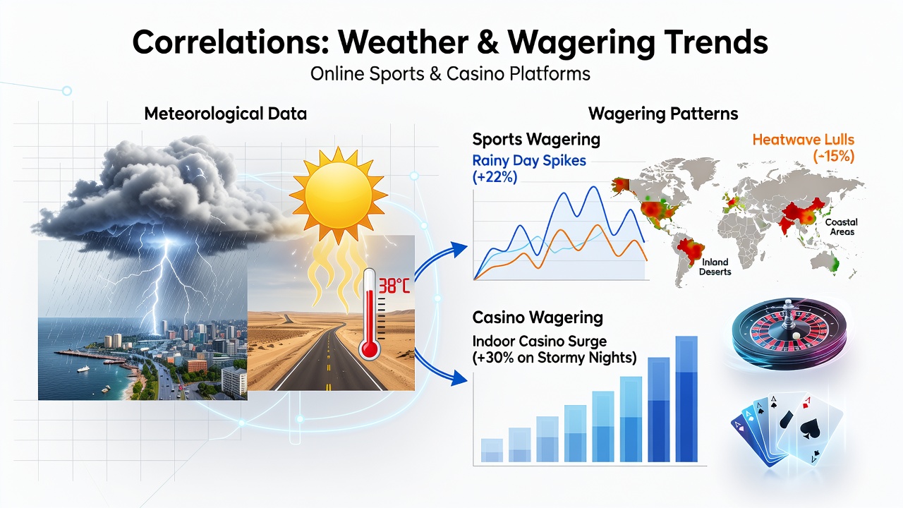 Weather data overlays on digital betting dashboards showing temperature and precipitation impacts
