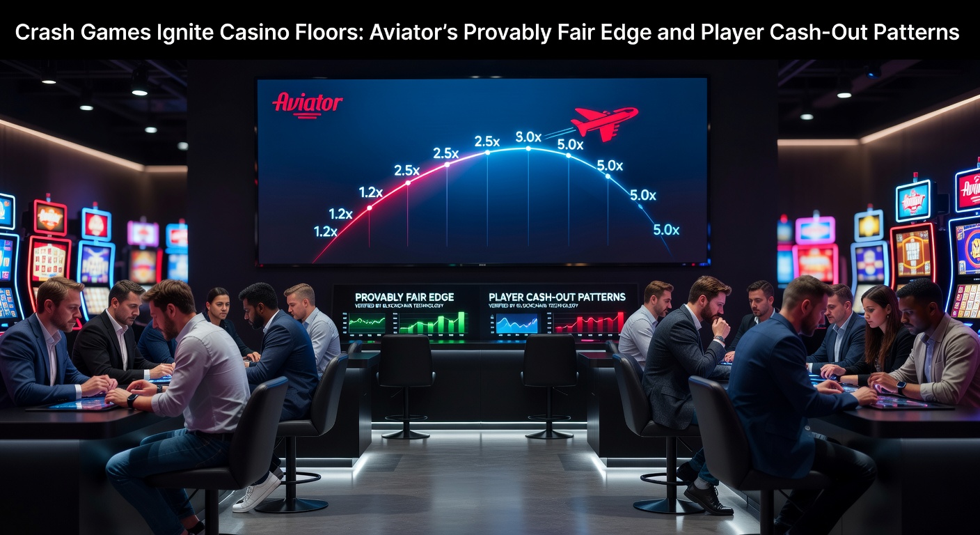 Vibrant casino floor buzzing with crash game terminals, players huddled around glowing Aviator screens as multipliers climb