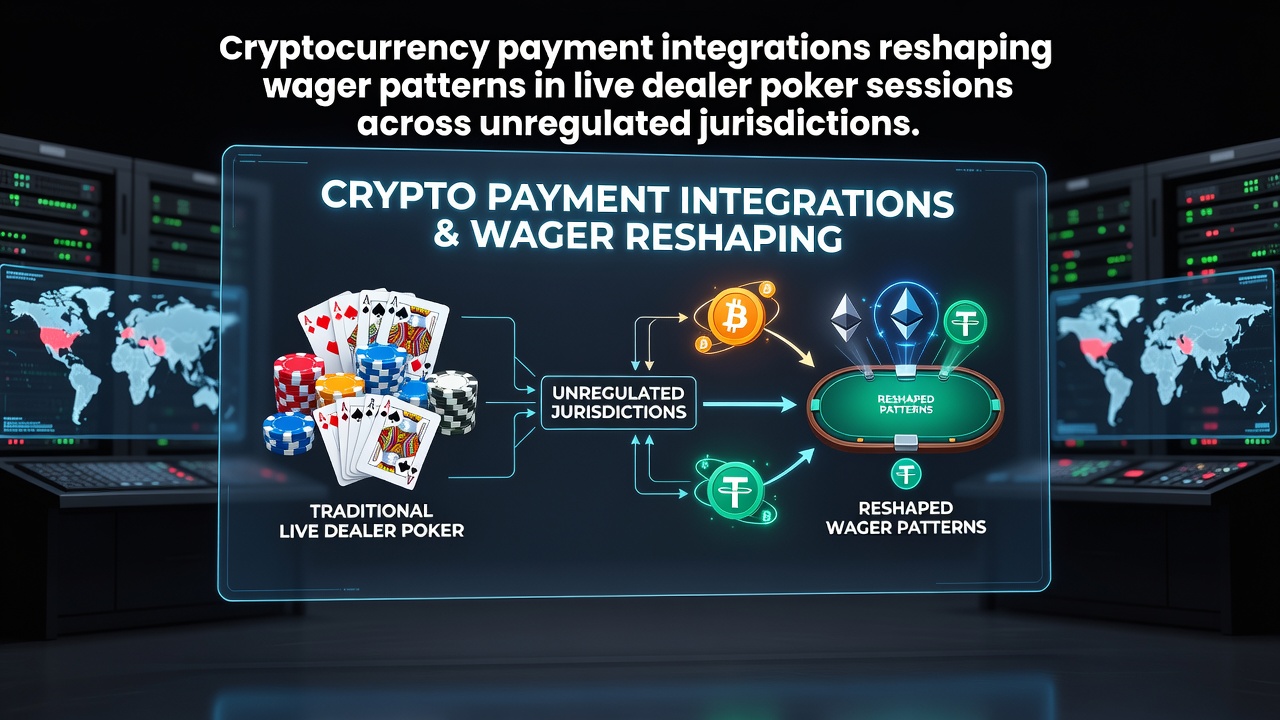 Cryptocurrency wallet interface integrated with live dealer poker table showing real-time bet placements