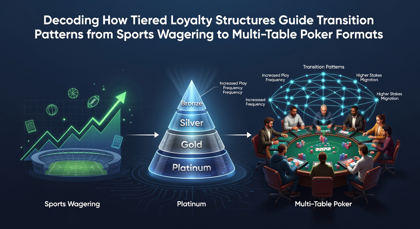 Tiered loyalty program interface showing progression from sports betting rewards to poker table access levels