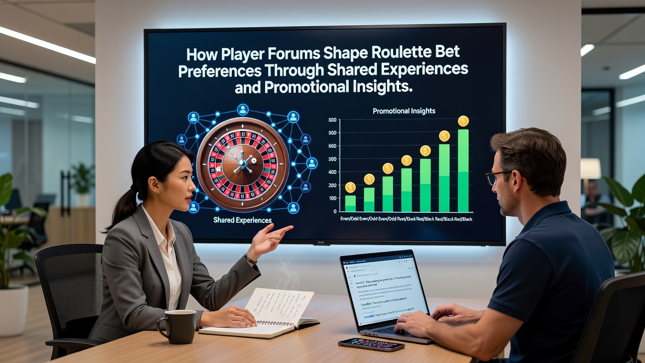 Forum screenshots and data charts illustrating roulette bet trends influenced by community discussions and bonus promotions