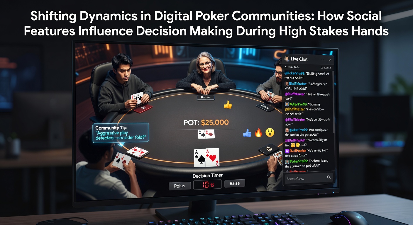 Digital poker players interacting through social chat features during intense high stakes gameplay